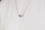 Sideways cross necklace for men