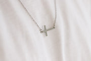 Sideways cross necklace for men