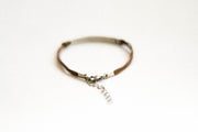 Silver Live the moment bracelet for women, brown cord, yoga jewelry, gift for her - shani-adi-jewerly