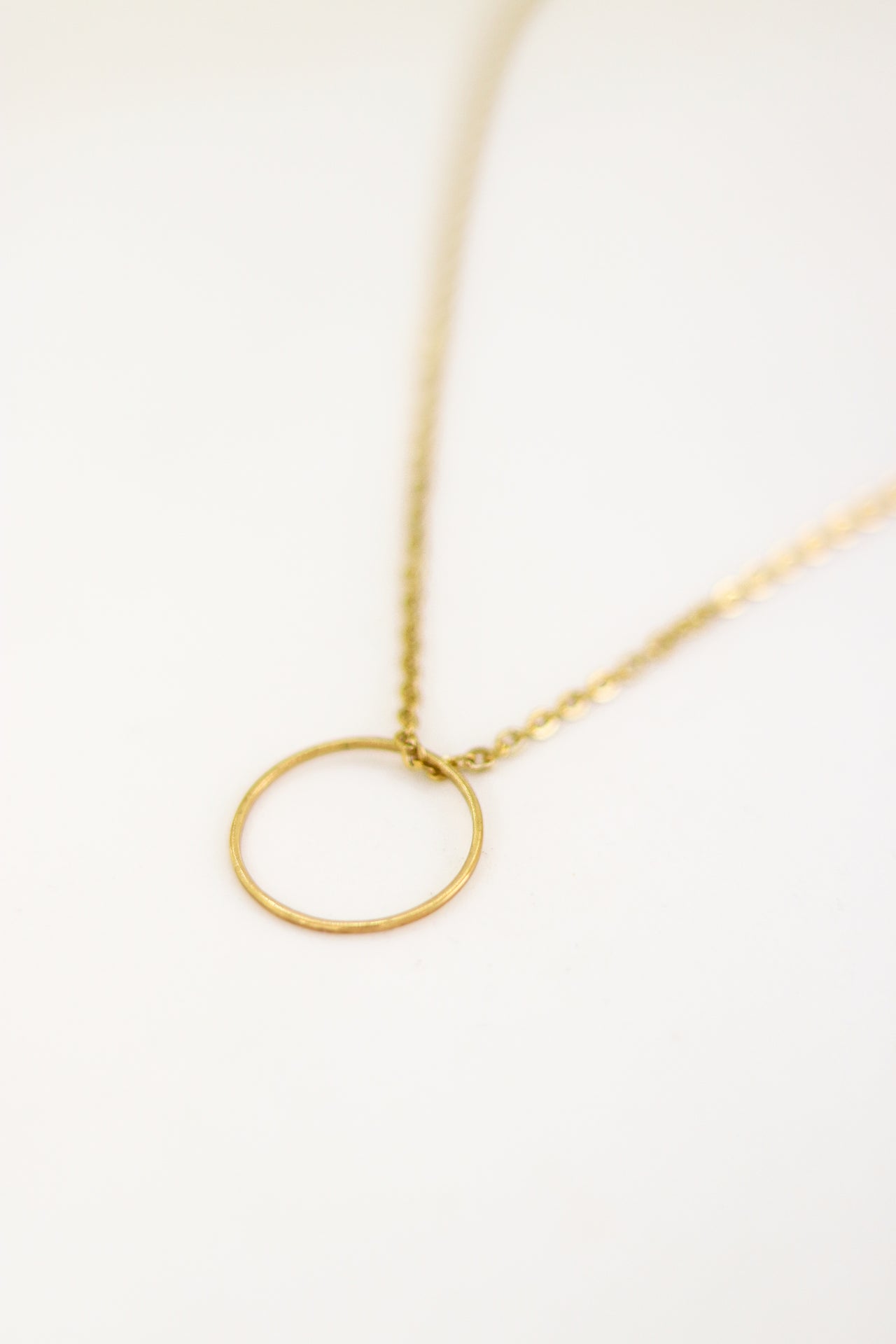 Karma necklace, gold eternity open circle stainless steel chain Layering necklace