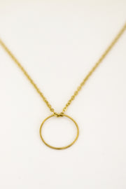 Karma necklace, gold eternity open circle stainless steel chain Layering necklace