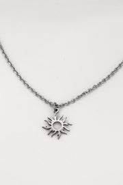 Silver sun necklace for women, stainless steel chain necklace, valentines day gift