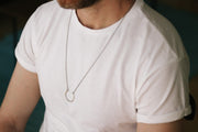 silver karma half circle chain necklace for men - Shani and Adi Jewelry