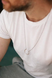 silver karma half circle chain necklace for men - Shani and Adi Jewelry