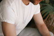 silver karma half circle chain necklace for men - Shani and Adi Jewelry