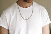 silver Figaro chain necklace for men