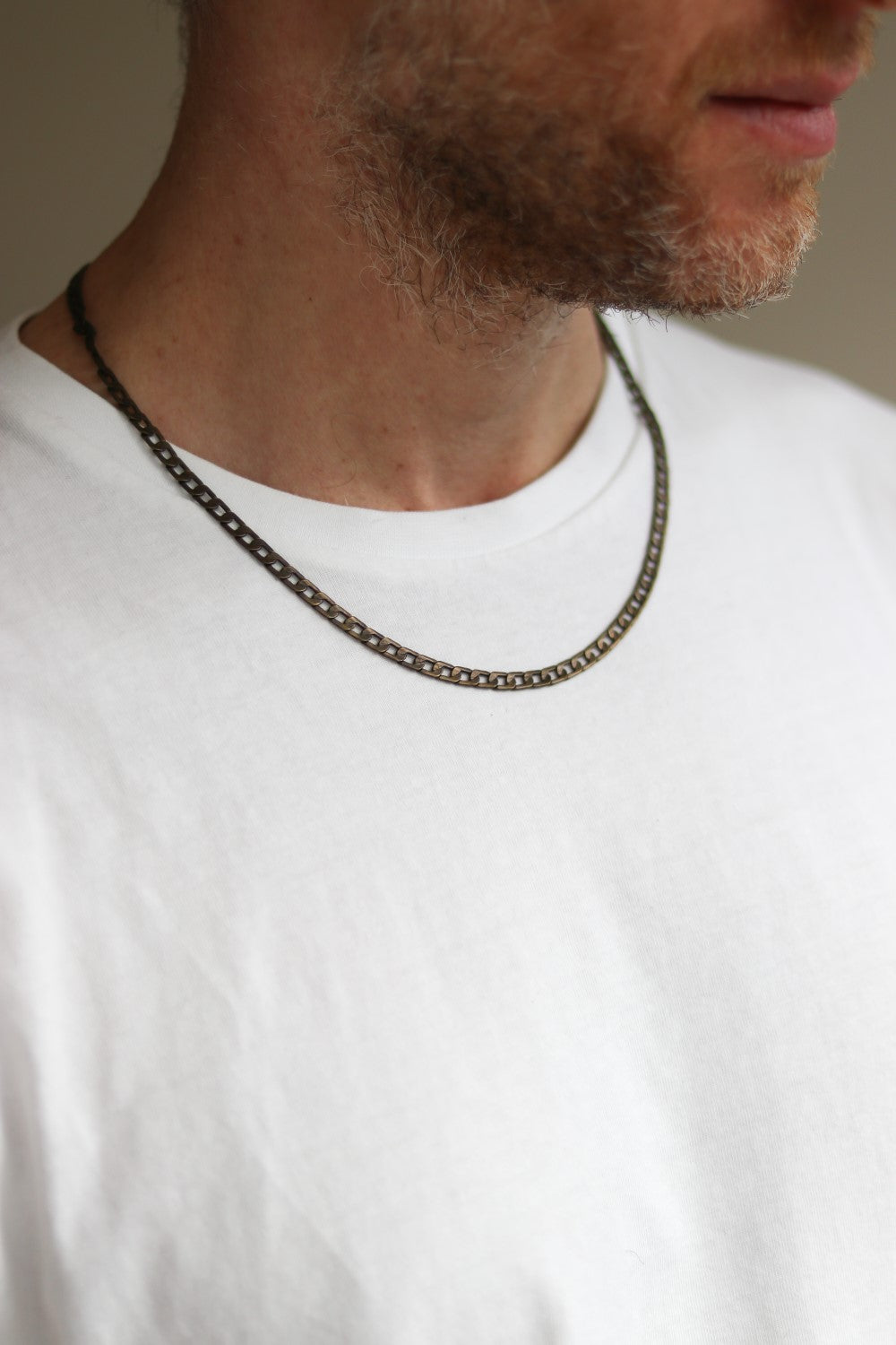 Bronze link chain necklace for men, men's necklace, flat cable chain, gift for him, minimalist mens jewelry, fathers day gift, custom size