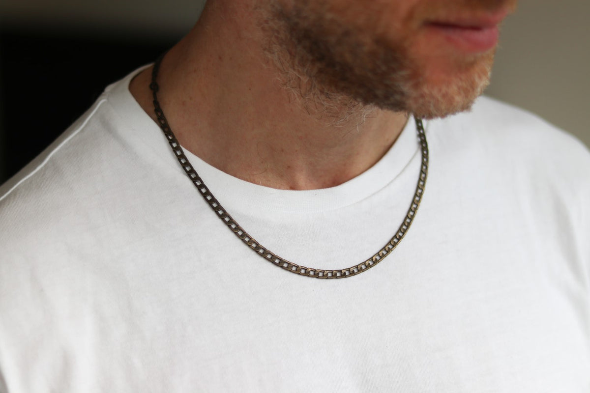 Bronze links chain necklace for men men s necklace flat cable chain gift for him minimalist mens jewelry fathers day gift custom size