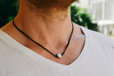 Karma necklace for men, black cord - shani-adi-jewerly