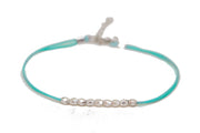Silver nuggets anklet, turquoise cord - shani-adi-jewerly