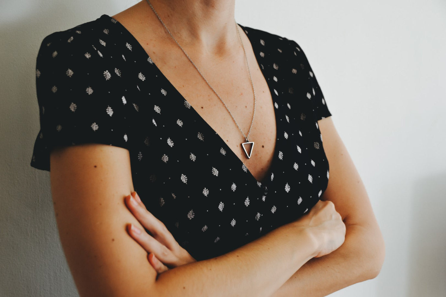 Silver triangle necklace for women, stainless steel chain necklace - shani-adi-jewerly