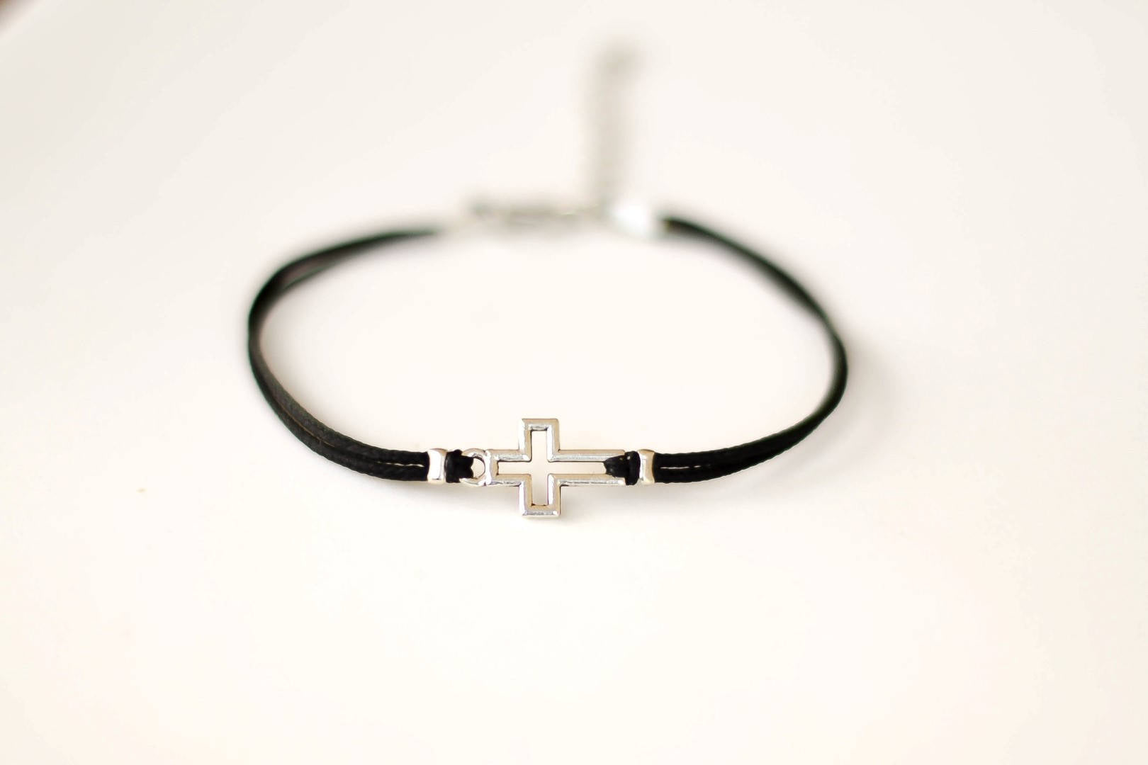 Cross bracelet, women bracelet with silver cross charm, christian 