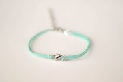 Silver Dolphin Bracelet for her, turquoise cord - shani-adi-jewerly
