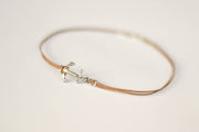 Silver Anchor anklet for men, brown cord, ankle bracelet - shani-adi-jewerly