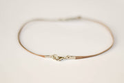 Silver Anchor anklet for men, brown cord, ankle bracelet - shani-adi-jewerly
