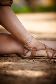 Om wrap anklet with brown cord - shani-adi-jewerly
