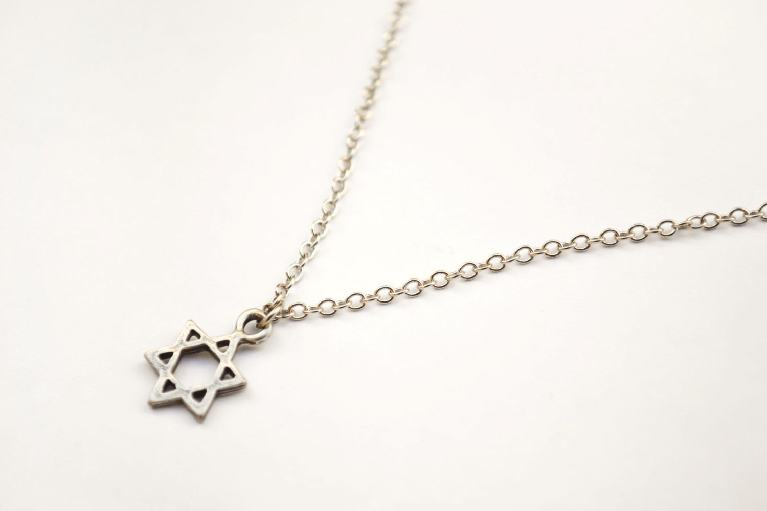 Silver Star Of David charm necklace for women, stainless steel chain - shani-adi-jewerly