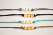 Silver nuggets anklet, gray cord - shani-adi-jewerly