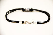 Men's bracelet with a silver aztec tribal bead and a black cord - shani-adi-jewerly