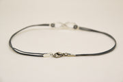 Men's anklet with a silver infinity charm and a gray cord - shani-adi-jewerly