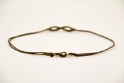 Men's anklet with a bronze infinity charm and a brown cord - shani-adi-jewerly