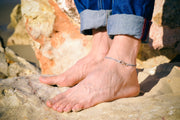 Men's anklet with a silver infinity charm and a gray cord - shani-adi-jewerly