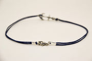 Men's anklet with a silver anchor, blue cord - shani-adi-jewerly