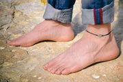 Celtic knot anklet for men, black cord - shani-adi-jewerly