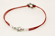 Silver Star of David men's bracelet, red cord - shani-adi-jewerly