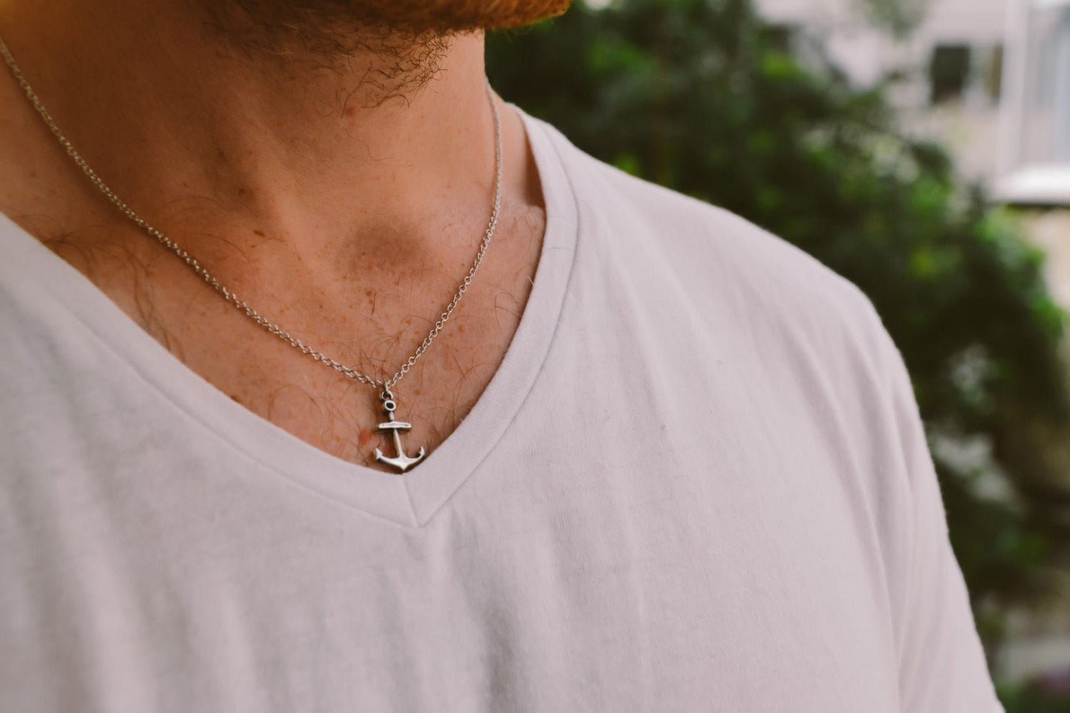 Anchor Necklace for Men, Groomsmen Gift, Men's Necklace with A Silver Anchor Pendant, Stainless Steel Chain, Gift for Him, Nautical Necklace, Surfer, image size:1500x1000