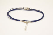 Lotus wrapped anklet with blue cord - shani-adi-jewerly