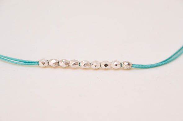 Silver beads turquoise choker necklace - shani-adi-jewerly