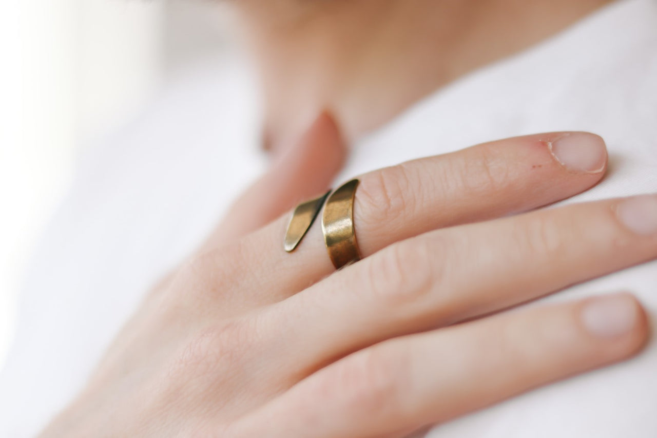 bronze wrapped ring for men - shani and Adi Jewelry