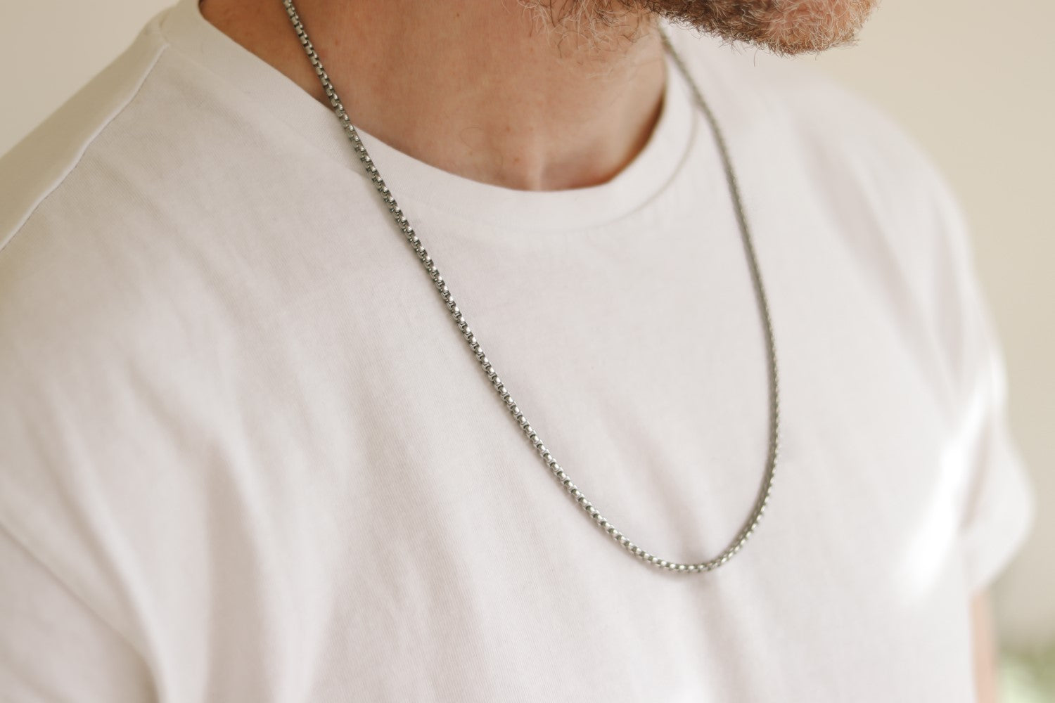 silver rolo chain necklace for men