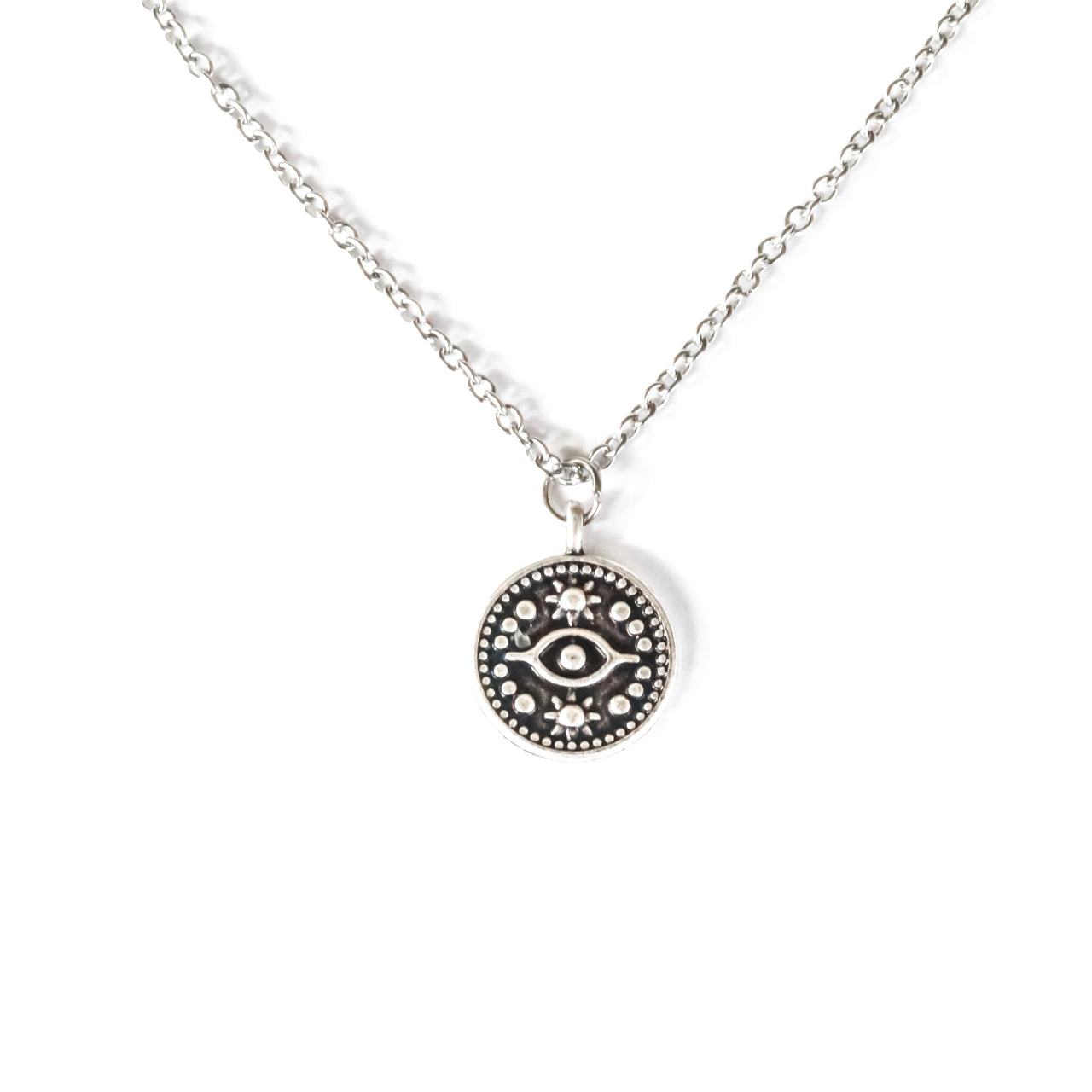 Augen-Halskette für Männer, Trauzeugen-Geschenk, Herren-Halskette, silberner böser Blick-Anhänger, Edelstahl-Kette, Geschenk für ihn, Halskette, minimalistisch