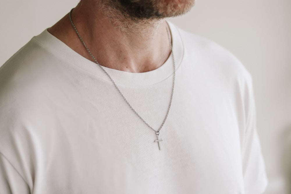 Cross necklace for men silver chain
