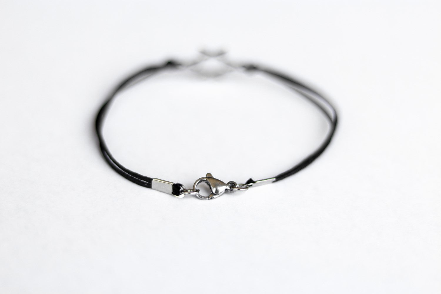 handmade silver Star of David bracelet for women, black cord - shani and adi jewelry