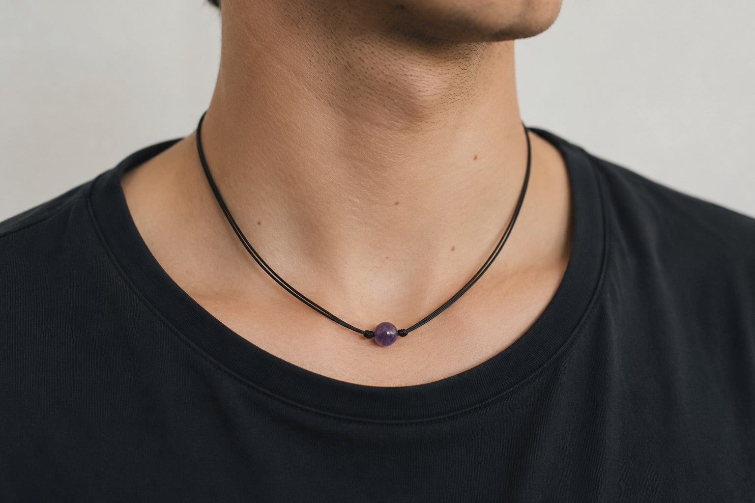 Amethyst necklace for men, February birthstone gift for him, purple st
