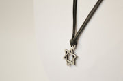 Star of David necklace for men silver plated pendant black string handmade Jewish gift for him by Shani & Adi jewelry