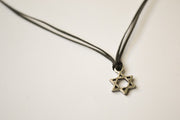 Star of David necklace for men silver plated pendant black string handmade Jewish gift for him by Shani & Adi jewelry