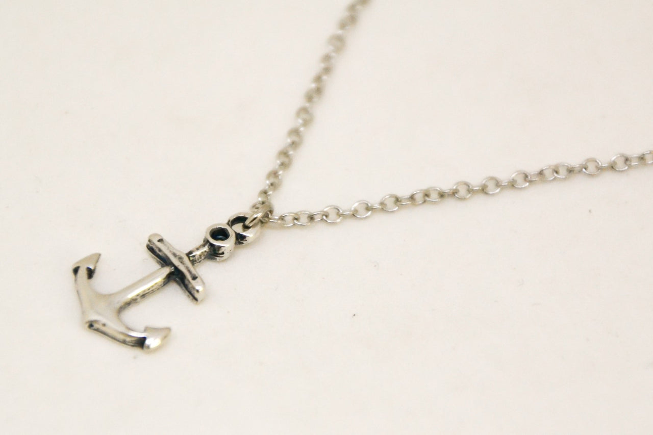 Women's silver anchor chain necklace, dainty gift for her