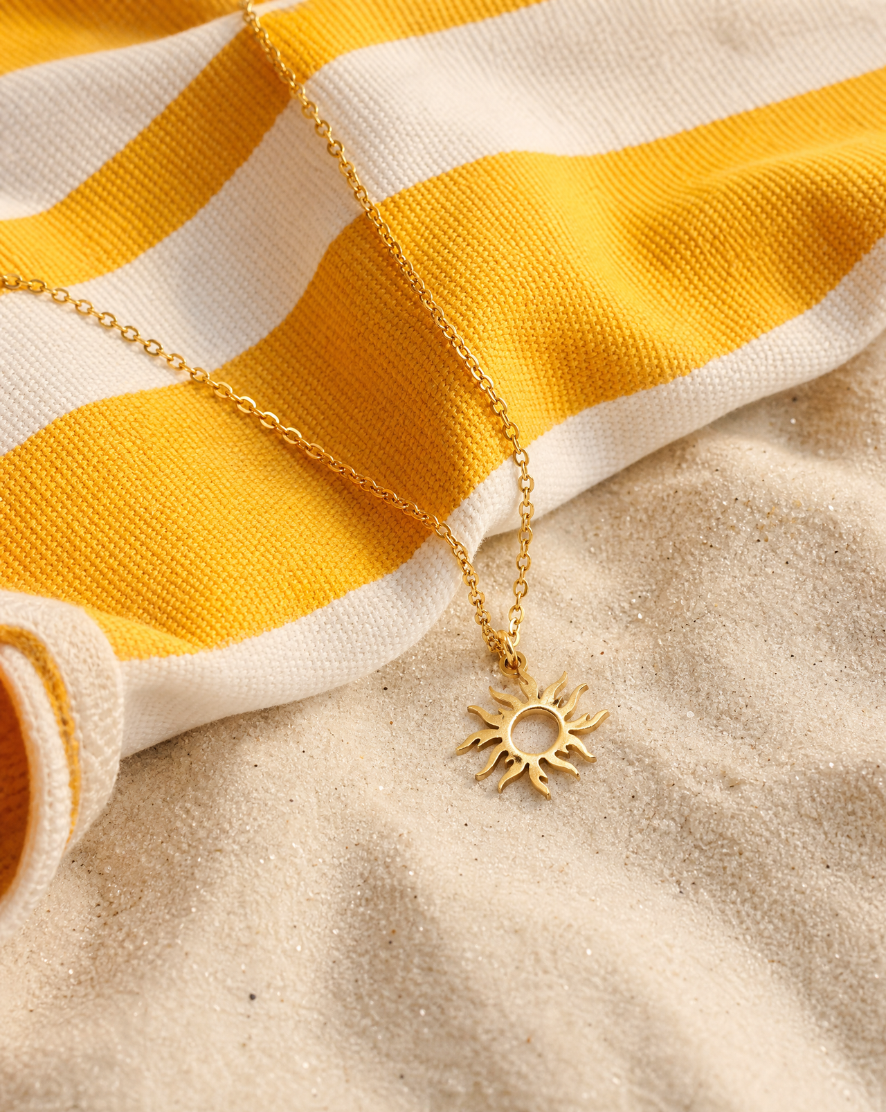Gold sun necklace for women, stainless steel chain necklace, valentines day gift wrapped, festival jewelry