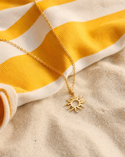 Gold sun necklace for women, stainless steel chain necklace, valentines day gift wrapped, festival jewelry