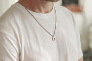 double horn half moon necklace for men