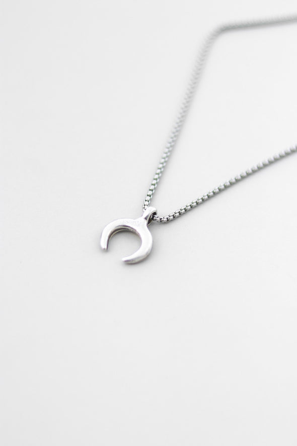 double horn half moon necklace for men