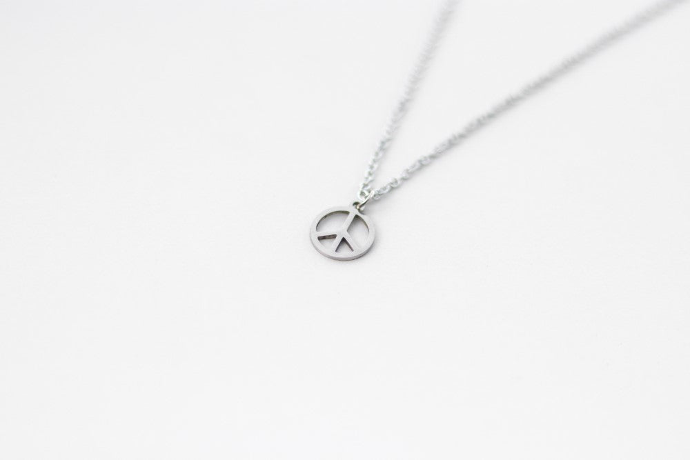 silver peace necklace for men
