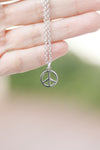 silver peace necklace for men