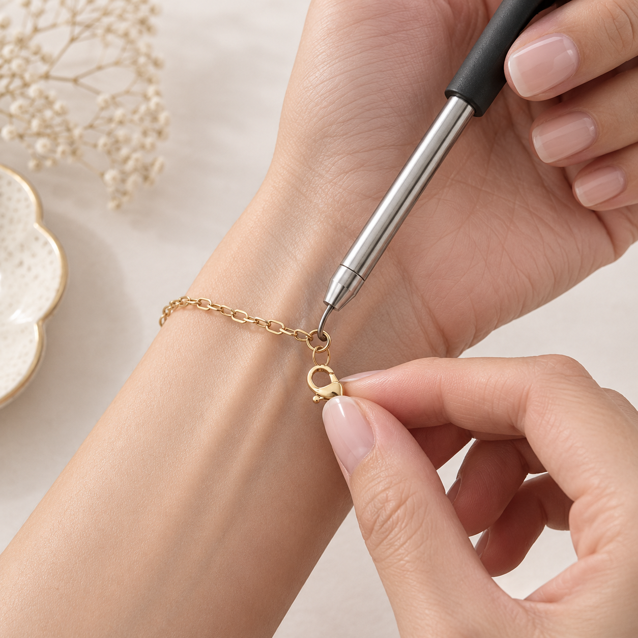 put bracelet by yourself, One-Handed Bracelet Clasp Helper Tool for Putting on Bracelets hook