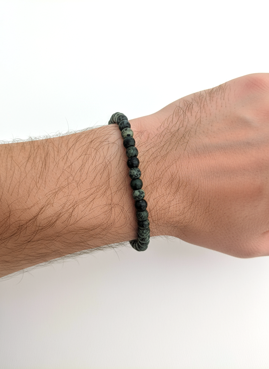kambaba jasper stone beads bracelet for men green