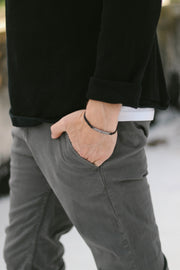 Shema Israel bracelet for men silver Hebrew charm blue string bracelet jewish gift for him men's bracelet handmade